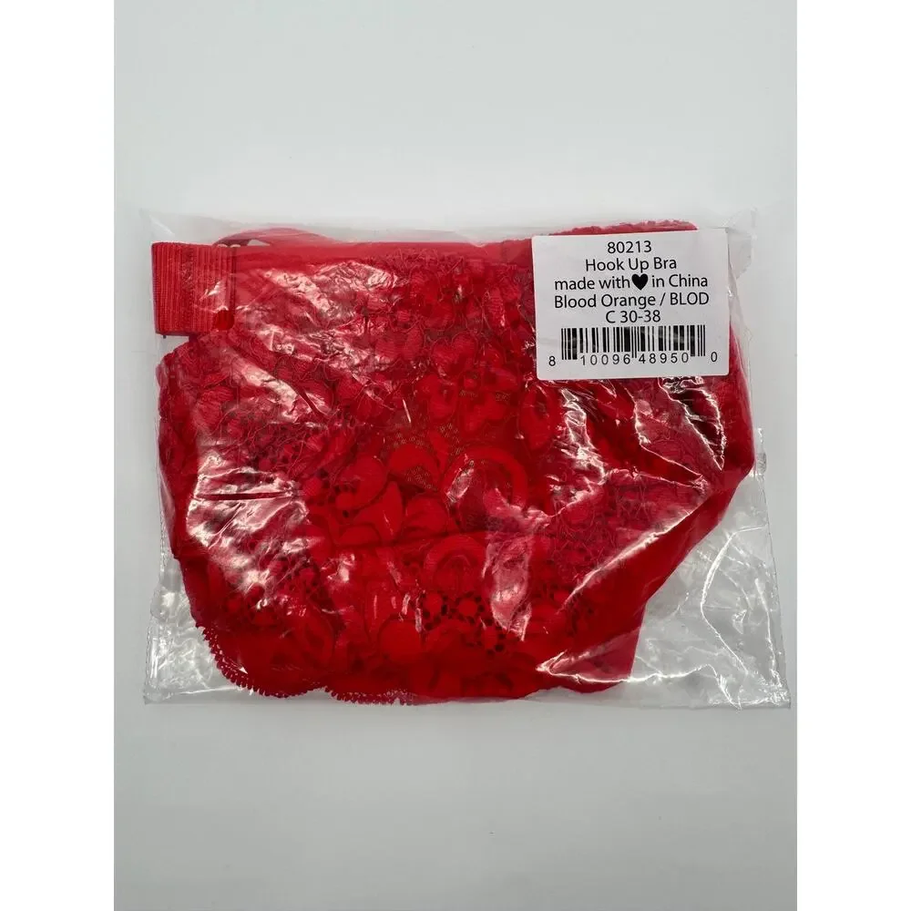 We Are HAH Demi Lace Hook Up Underwire Bra Blood Orange (Red) C 30–38 NWT